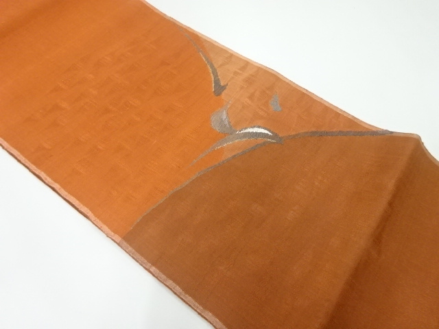 JAPANESE FUKURO OBI / UNUSED / TSUMUGI / WOVEN PLANTS